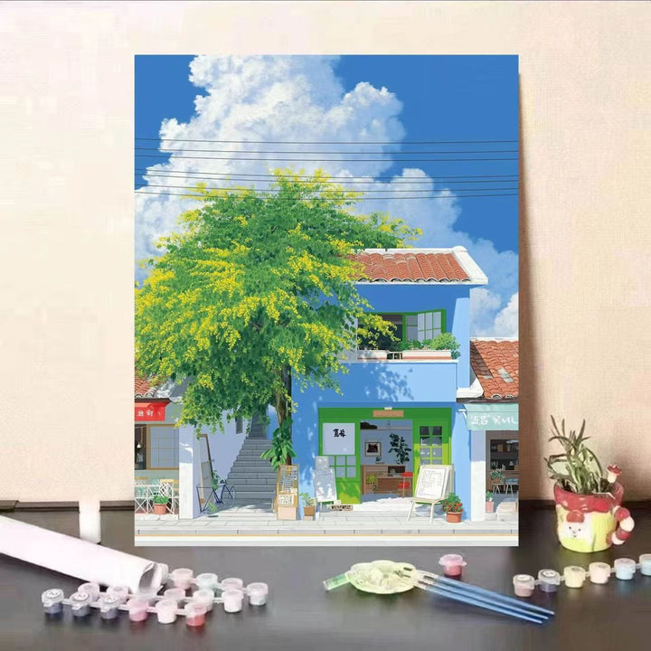 Scenic Coastal Village Canvas Art Bowlift