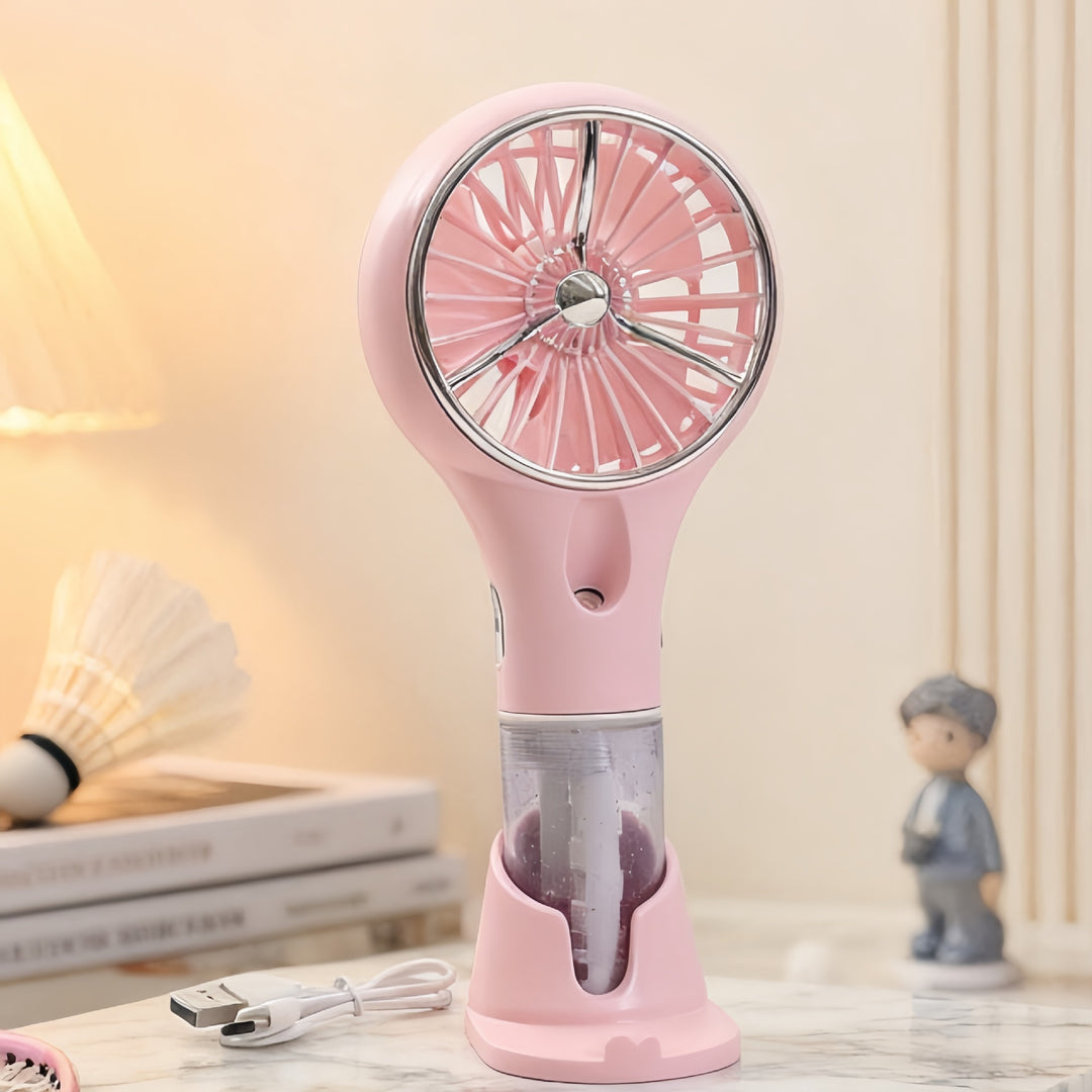 Ladies portable spray fan with USB charging function and ergonomic design Bowlift