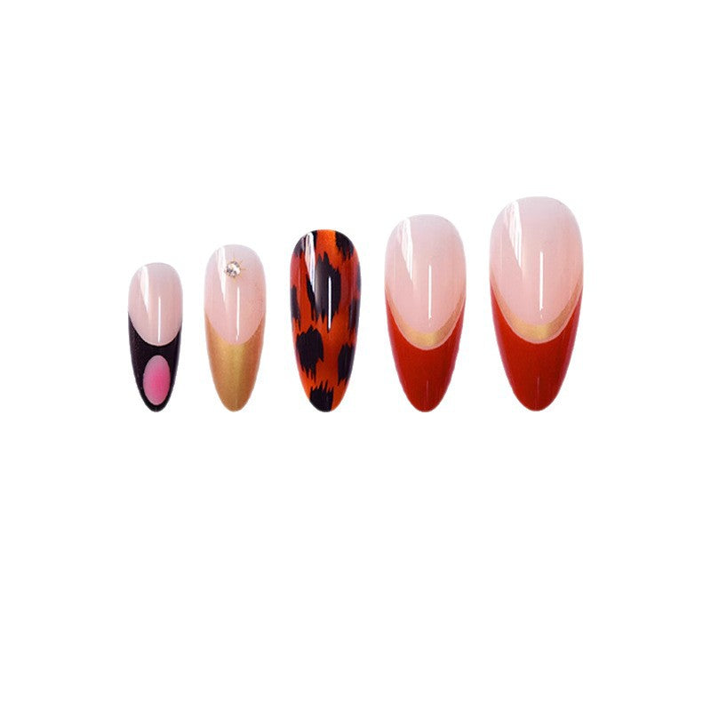 Decorative Stiletto Press-On Nails with Metallic Accents Bowlift