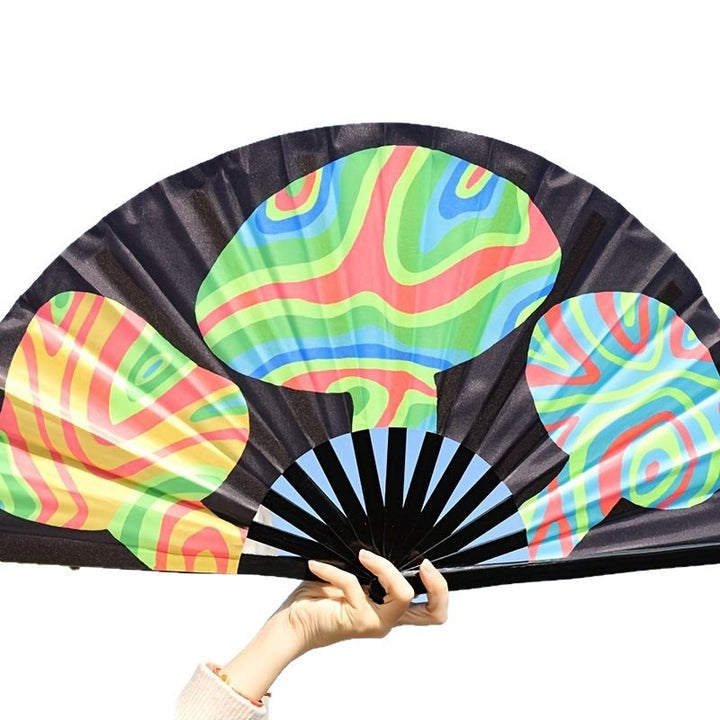 Ladies Fan with Colorful Motif Bowlift