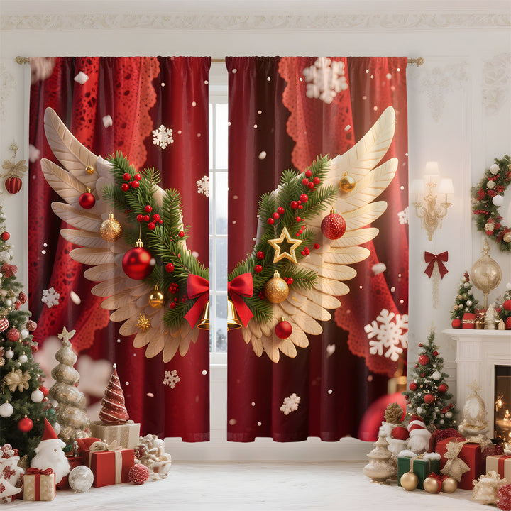 Festive Holiday-Themed Sheer Curtain Panels