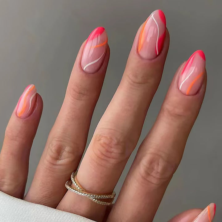 Artful nail tips with curved lines Bowlift