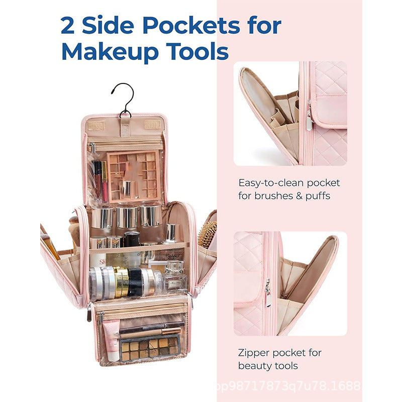 Cosmetic Organizer Bag with Removable Hook and Transparent Compartments Bowlift