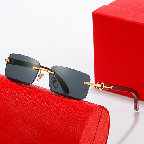 Women's fashionable semi-rimless sunglasses with luxurious metal and plastic frame Bowlift