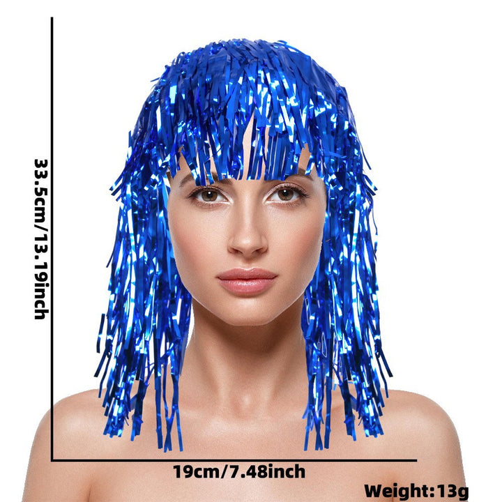 Women's nan metallic foil fringe hula skirt with elastic waistband party costume Bowlift