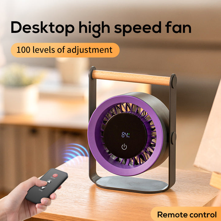 Unisex nano portable battery table fan with digital LED display and wood handle Bowlift