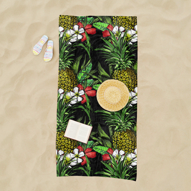 Beach towel with exotic pineapple and palm pattern Bowlift