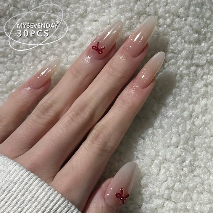 Elegant Stiletto Press-On Nails with Decorative Bow Accents Bowlift