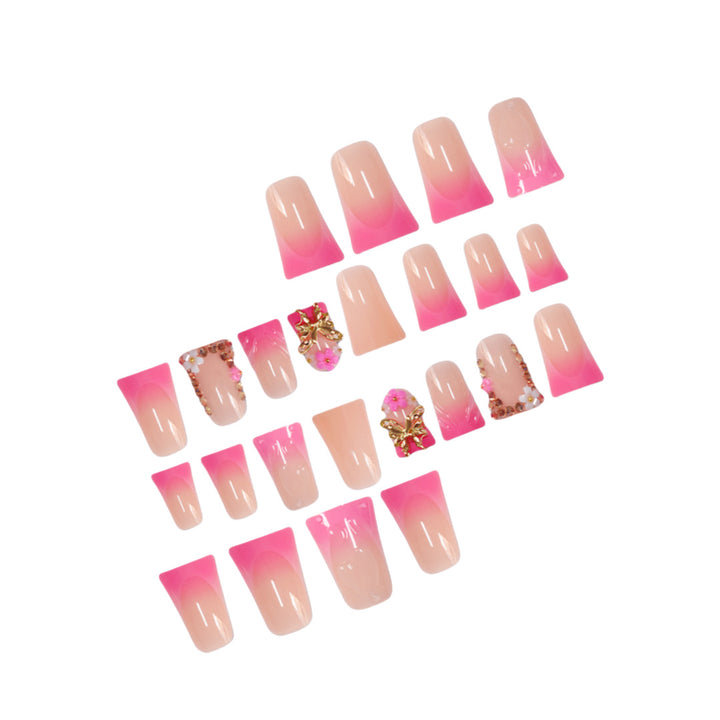 Artistic Floral Press-On Nail Set Bowlift