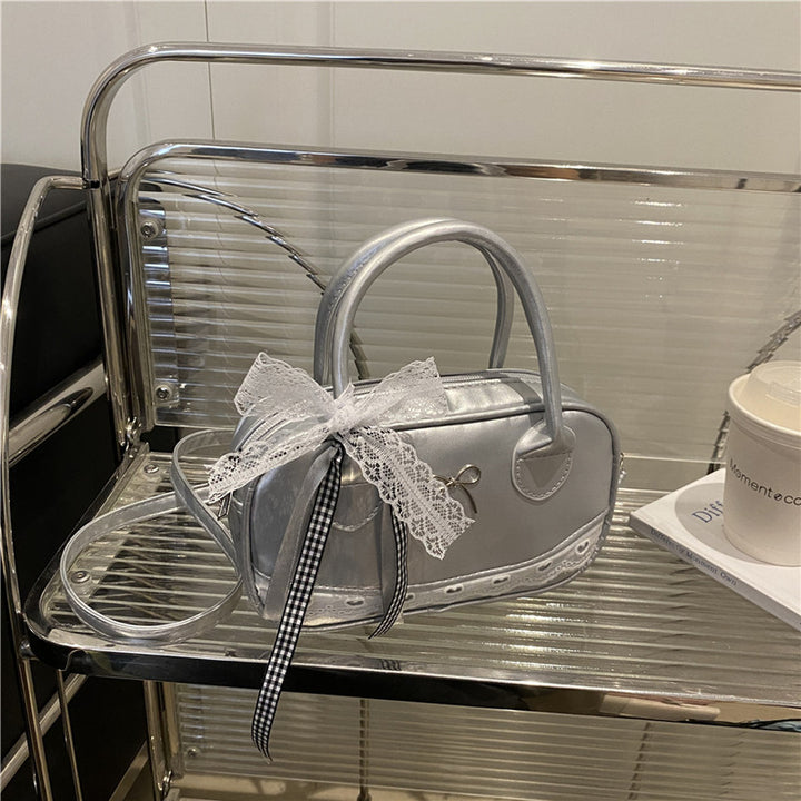 Elegant Lace-Trimmed Bow Handbag Bowlift