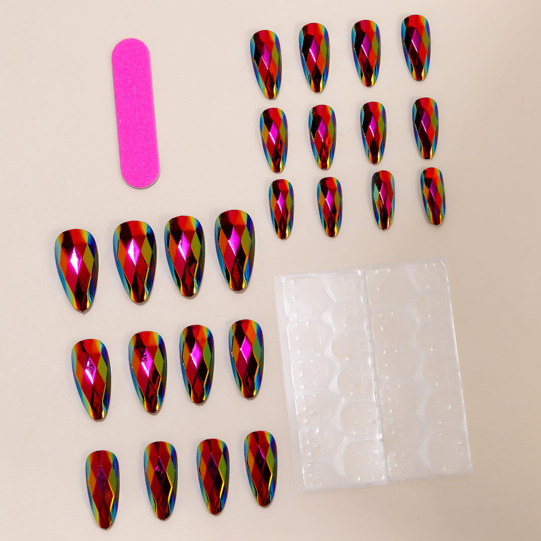 Stiletto Nail Art Extensions with Geometric Prism Design Bowlift