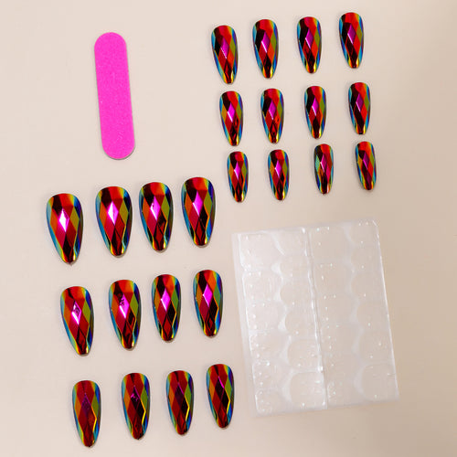 Stiletto Nail Art Extensions with Geometric Prism Design Bowlift