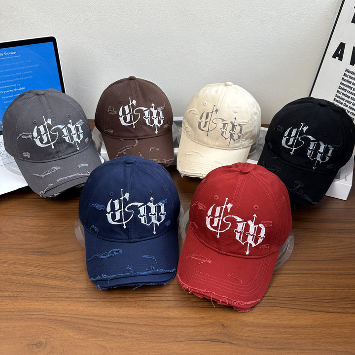 Men's Distressed Graphic Embroidered Cap Bowlift