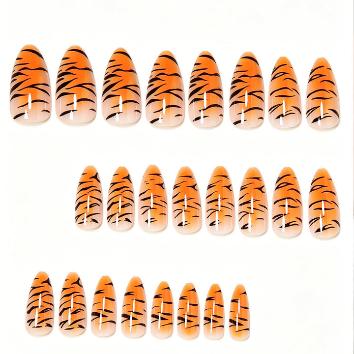 Stylish Tiger Print Stiletto Press-On Nails Bowlift