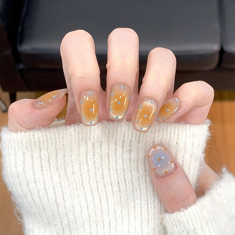 Artistic Press-On Nail Set with Whimsical Dot Designs Bowlift