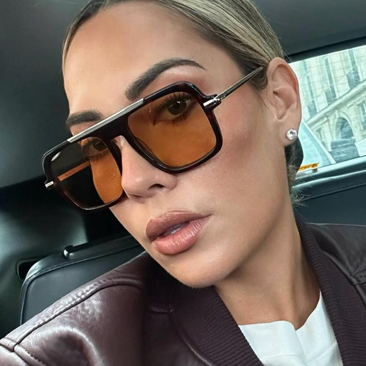 Women's square sunglasses with luxurious metal frame and sturdy lenses Bowlift