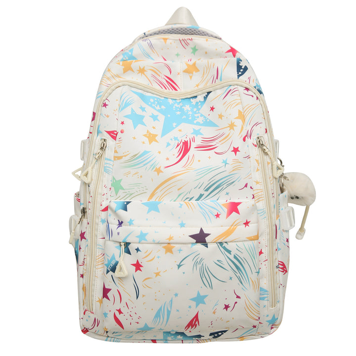 Backpack with Colorful Star Pattern and Innovative Storage Options Bowlift