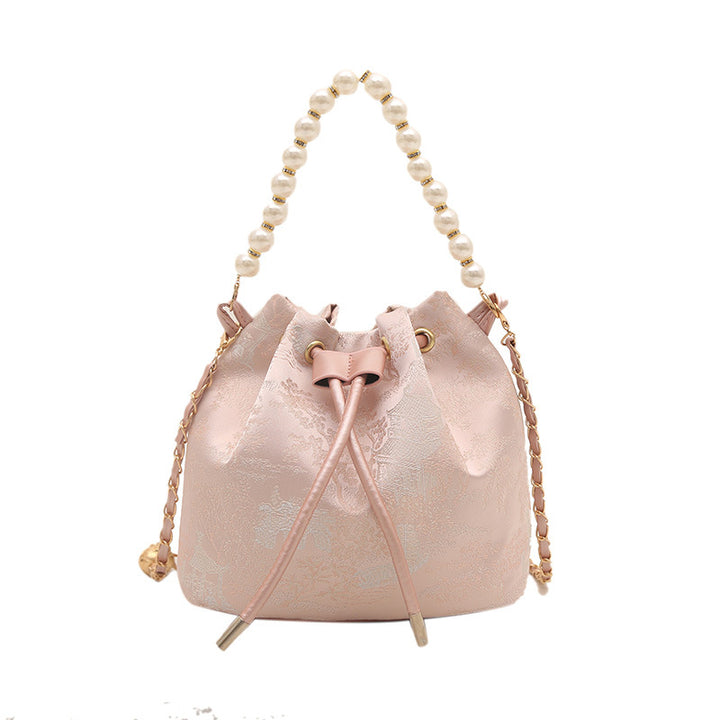 Elegant Floral Print Drawstring Bucket Bag Bowlift