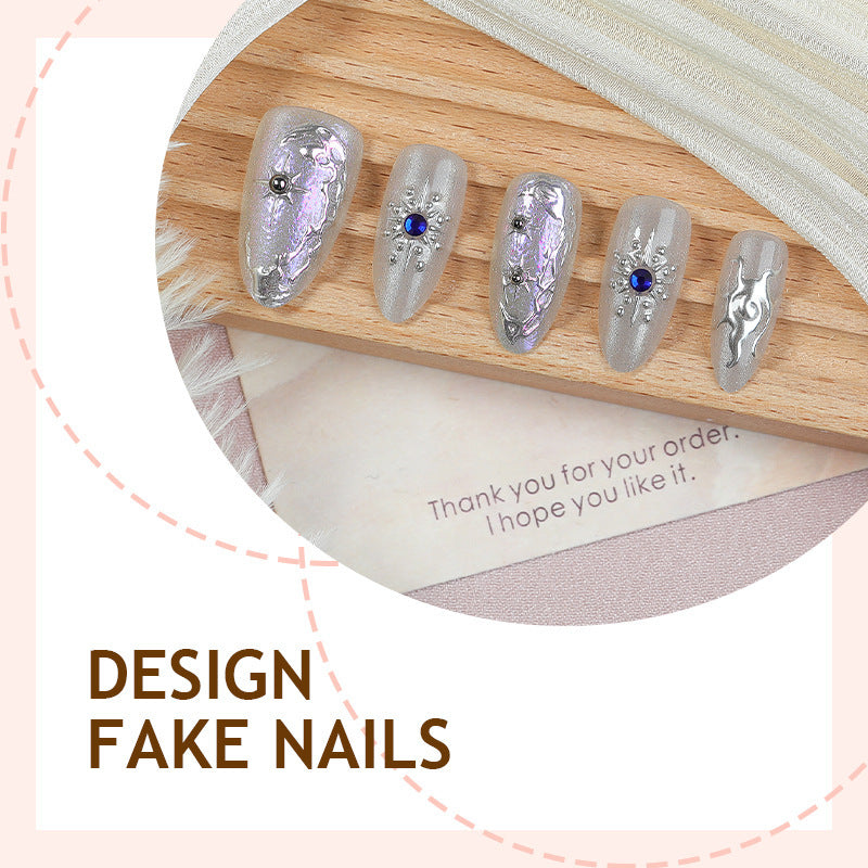 Acrylic nail set with holographic accents and elegant embellishments Bowlift