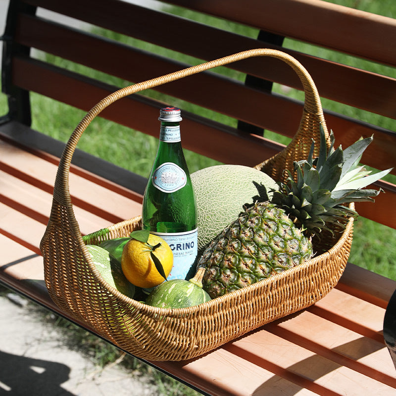 Handcrafted Natural Wicker Carry Basket Bowlift