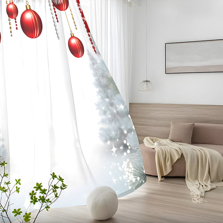 Decorative Floral Print Sheer Curtain