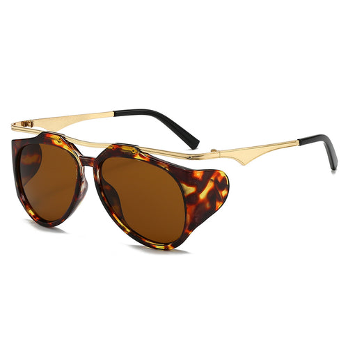 Ladies Fashion Sport Sunglasses with Oversized Frame and Golden Accents Bowlift