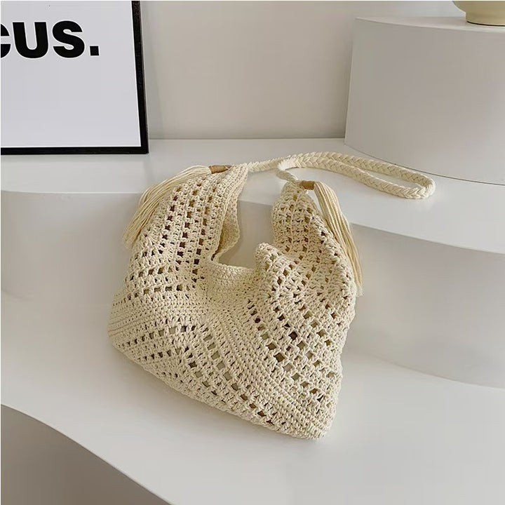 Large Macrame Shopper with Braided Shoulder Strap Bowlift