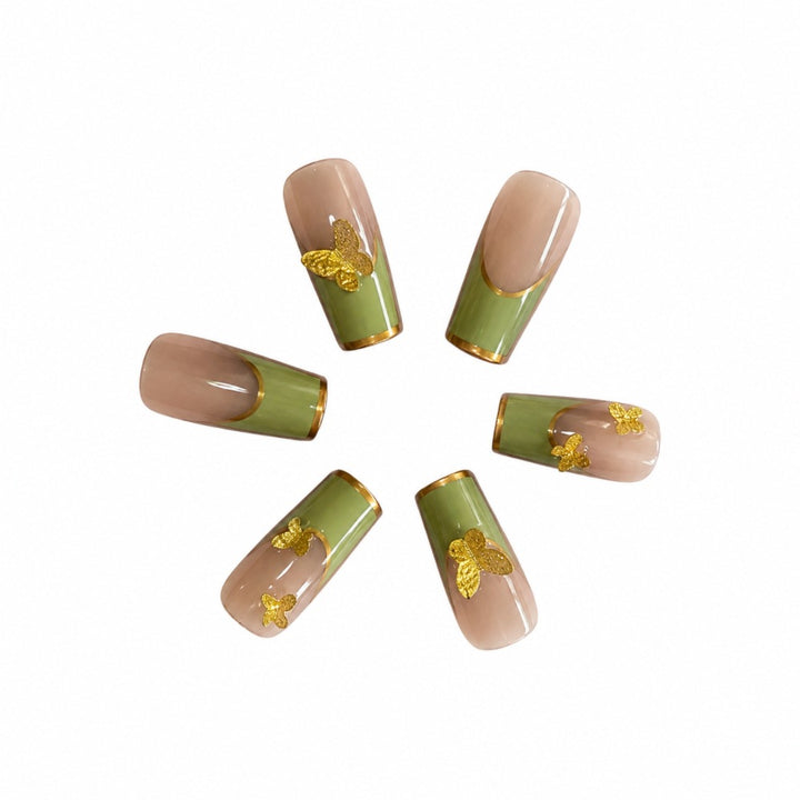 Artistic Butterfly-Embellished Press-On Nails Bowlift