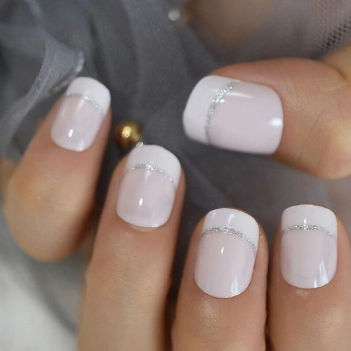 Glossy French Tip Press-On Nail Set Bowlift