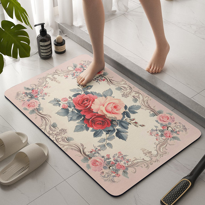 Vintage Floral Bath Mat Bowlift