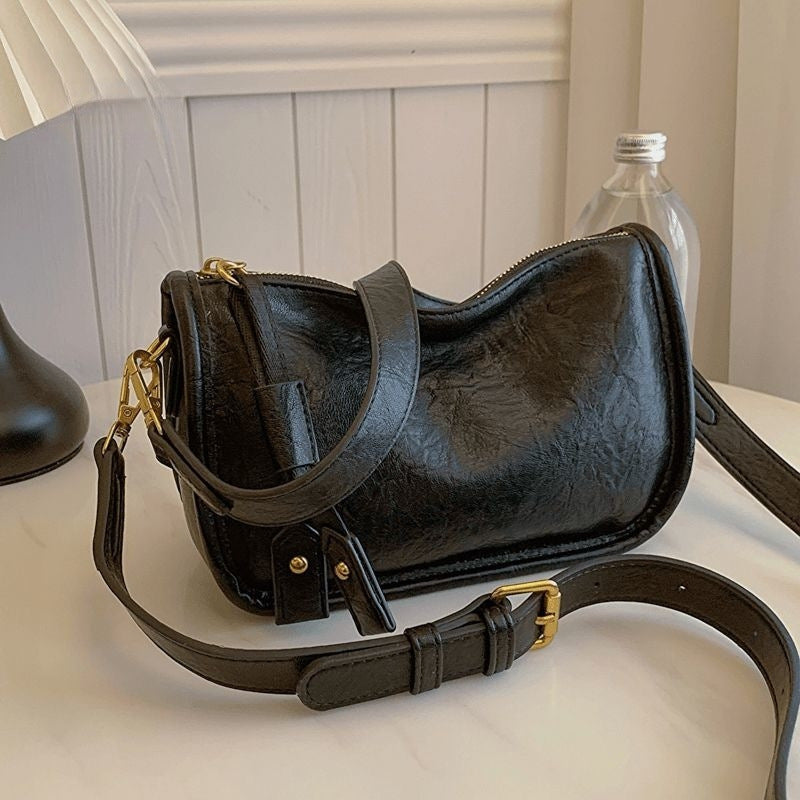 Premium Textured Leather Shoulder Bag Bowlift