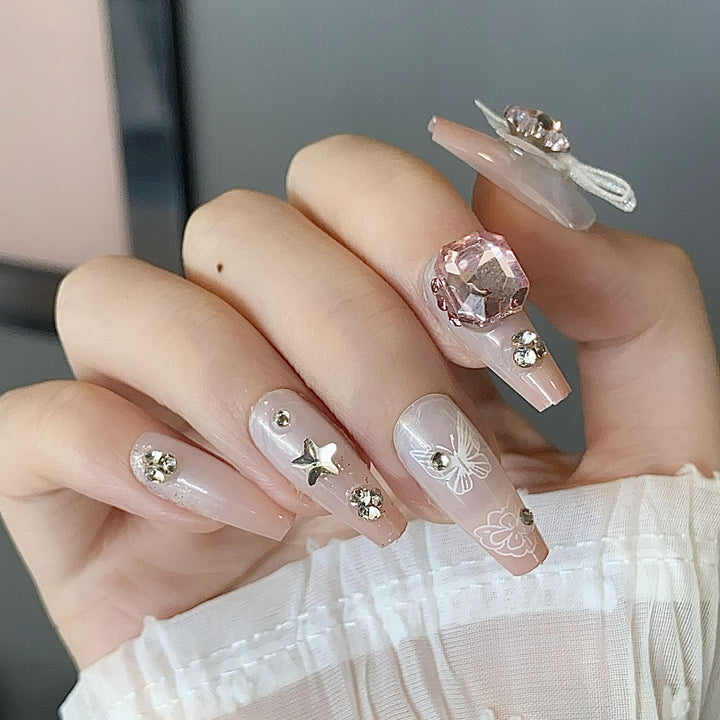 Themed Nail Art Press-On Nails with Cute Character and Bow Designs Bowlift