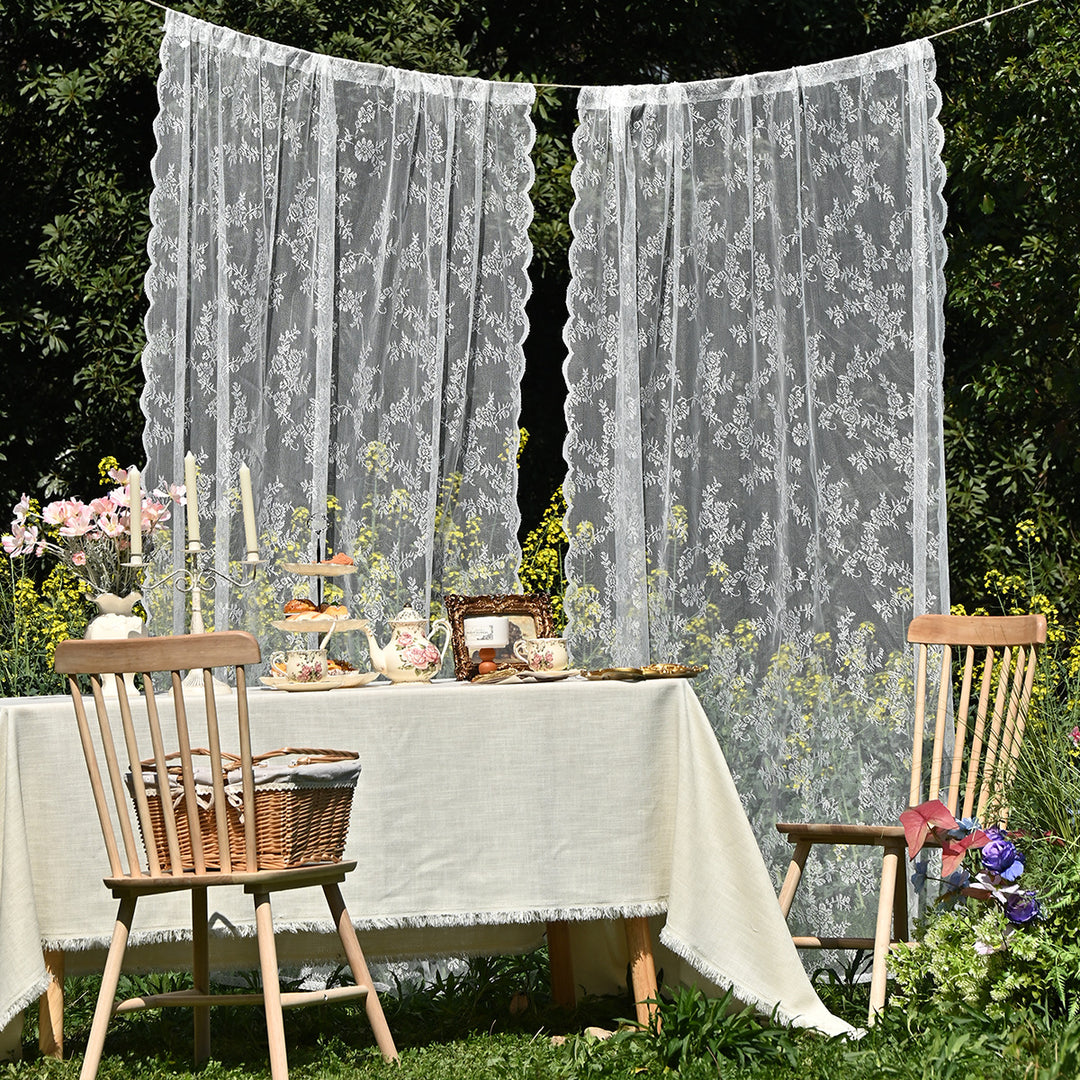 Elegant Floral Lace Window Drapes
