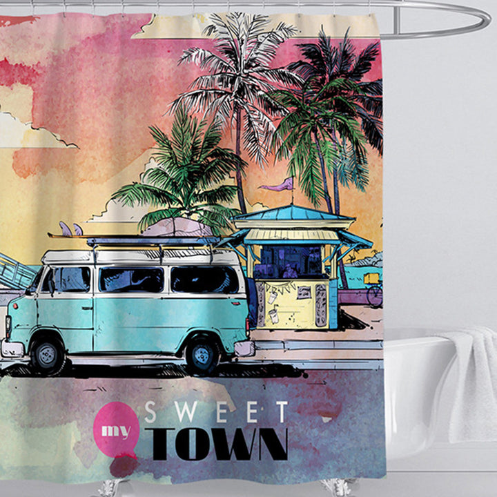 Beach-Themed Shower Curtain Bowlift