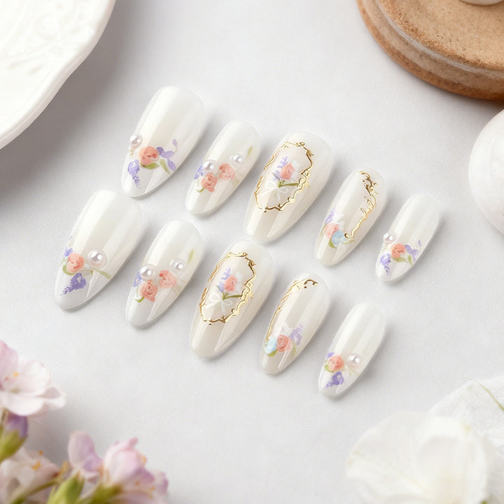 Floral Art Press-On Nail Set Bowlift