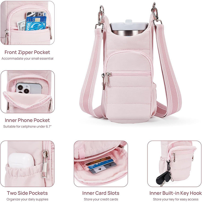 Practical shoulder bag with insulated drink holder Bowlift