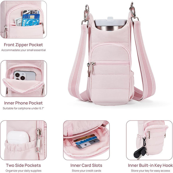 Practical shoulder bag with insulated drink holder Bowlift