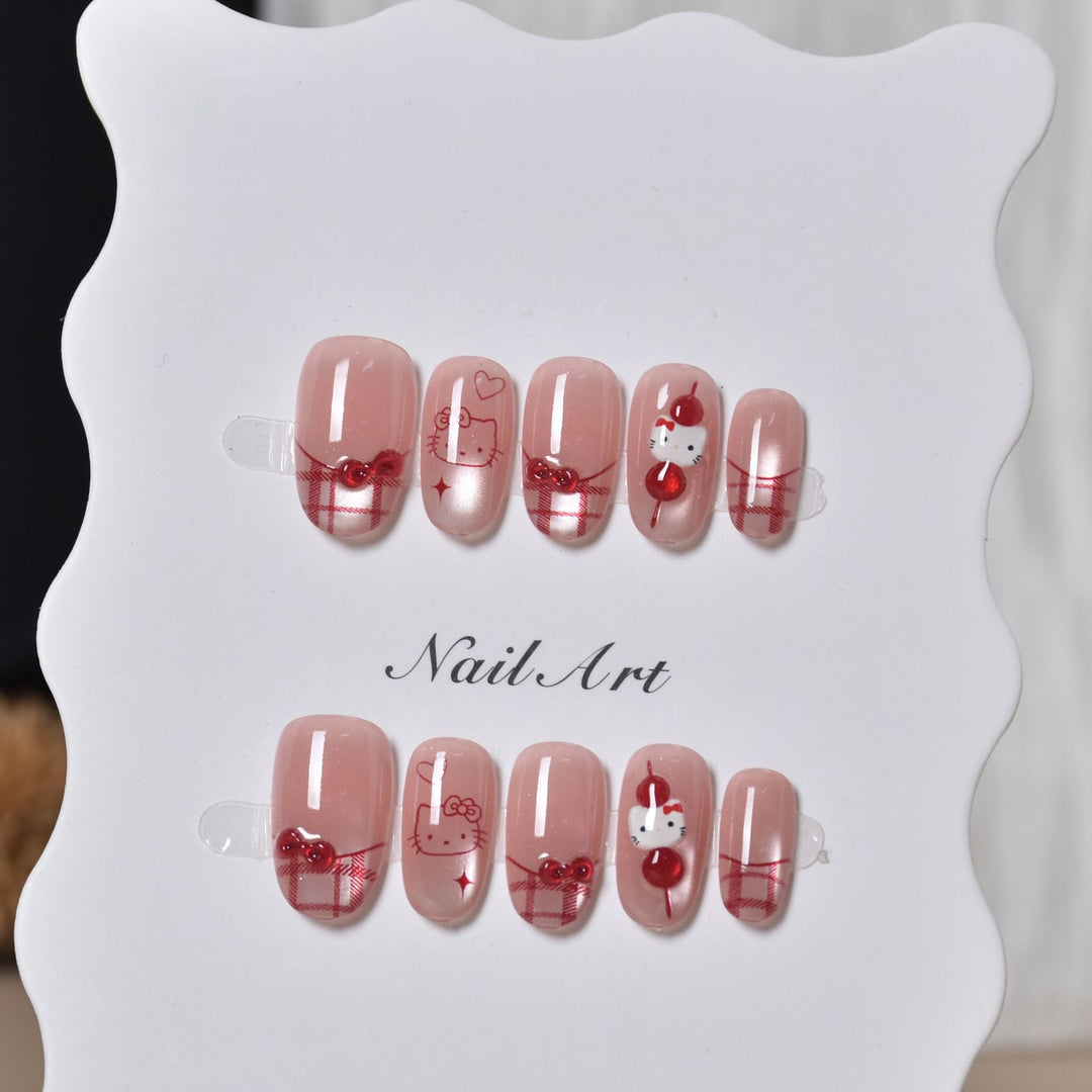 Whimsical Character Press-On Nail Art Bowlift