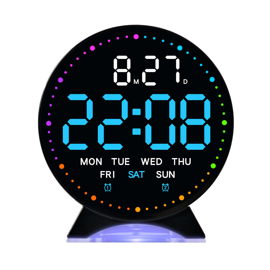 Digital Alarm Clock with Color LED Display Bowlift