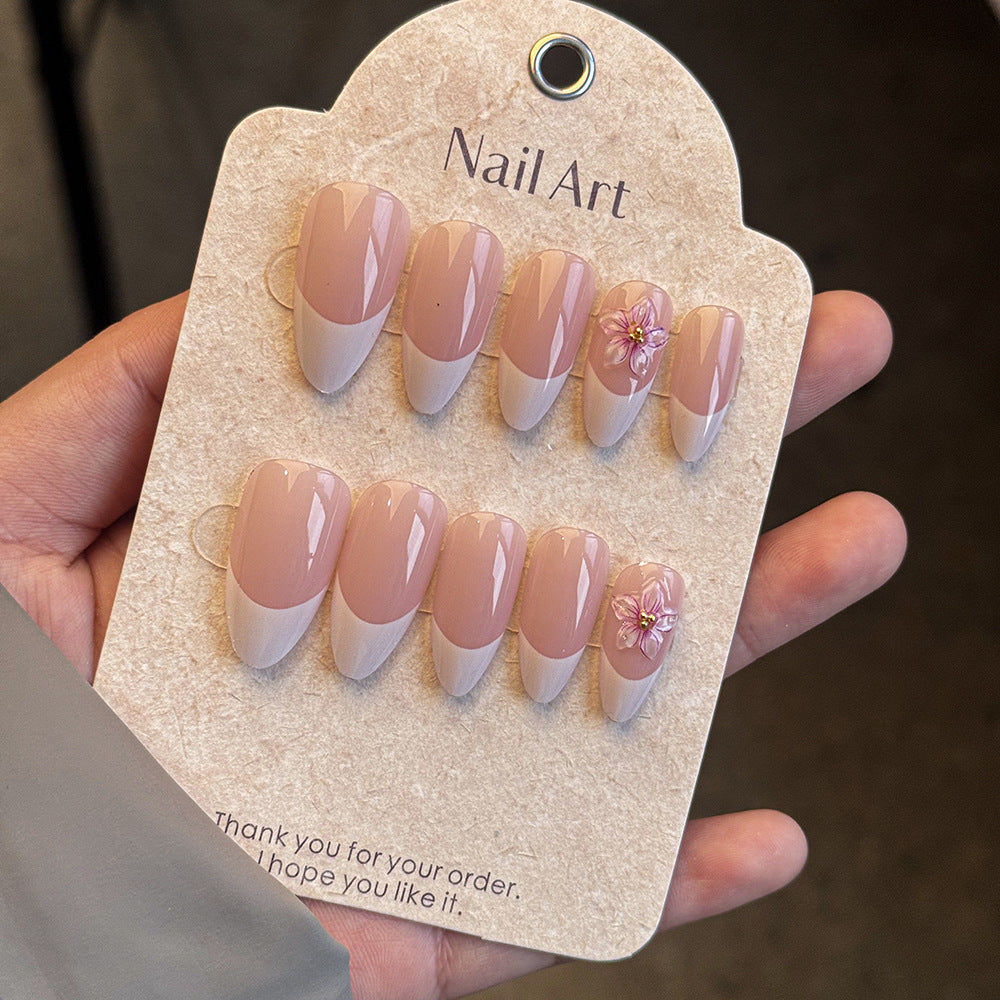 Elegant Floral Press-On Nail Set Bowlift