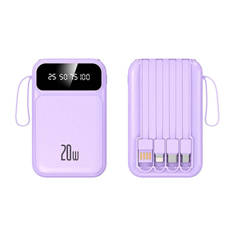 Portable power bank with integrated multifunctional charging cable and digital display Bowlift