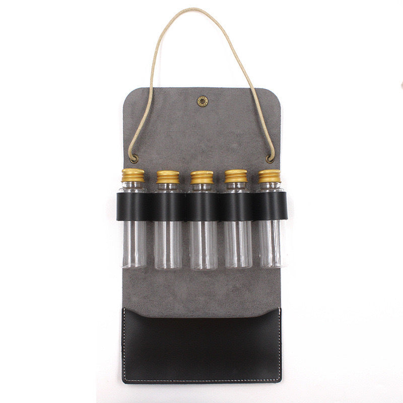 Refillable Glass Perfume Atomizer Trio with Leather Carry Case Bowlift