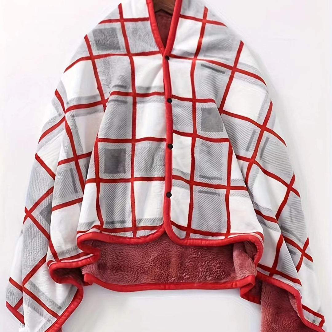 Women’s stylish hooded blanket with checkered pattern Bowlift