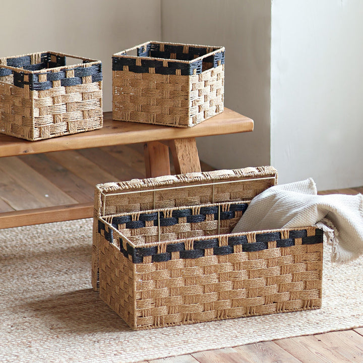 Square storage basket made of natural material Bowlift