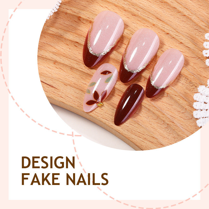 Artificial nail set with elegant flower and color gradient Bowlift