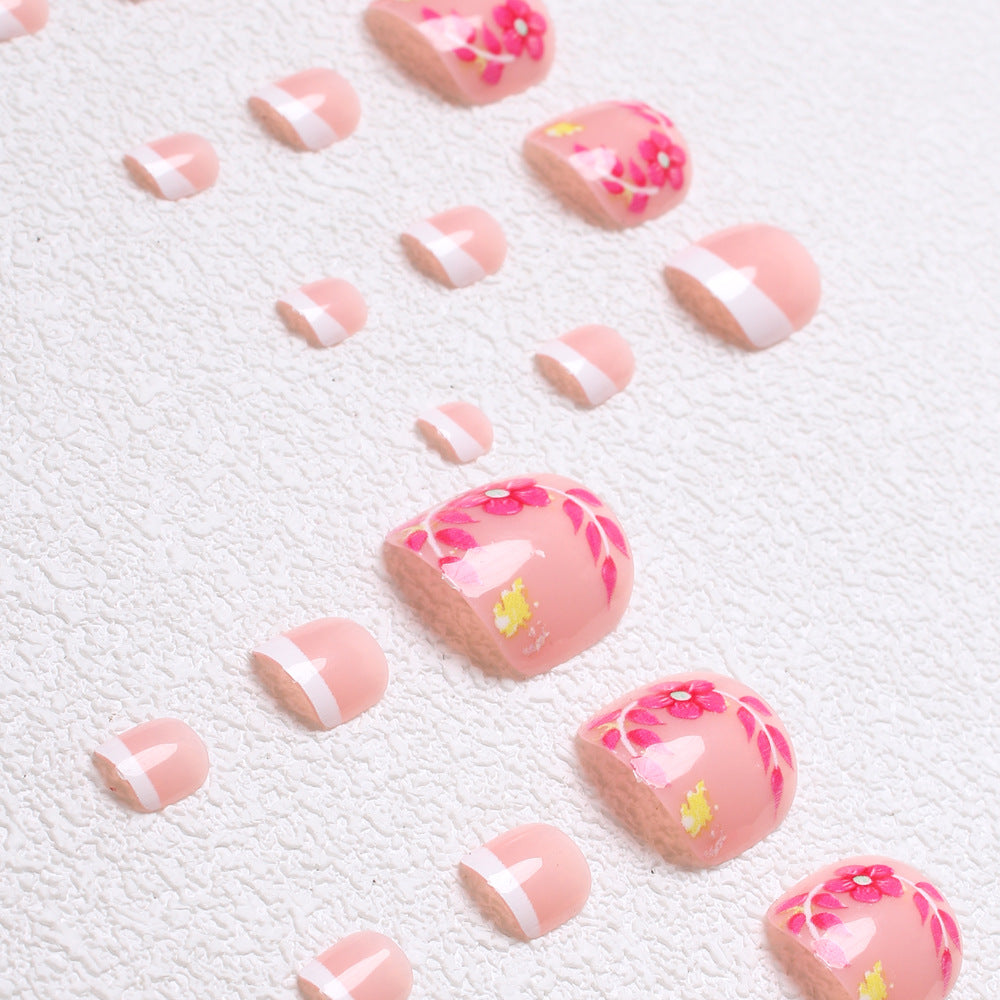 Decorative Floral Press-On Toenails Bowlift