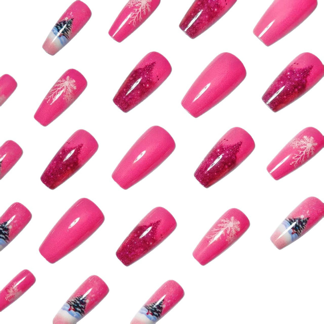 Artificial nails with winter Christmas design Bowlift