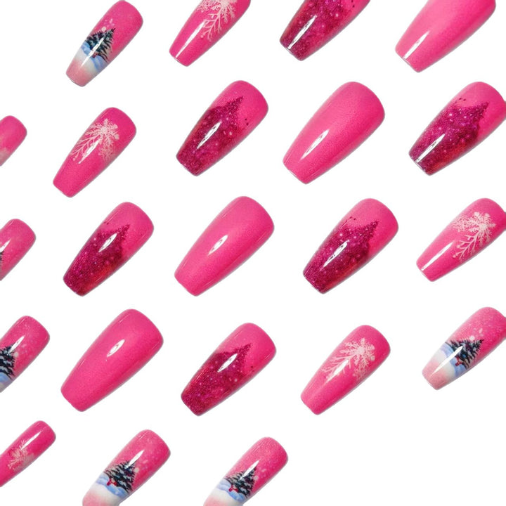 Artificial nails with winter Christmas design Bowlift