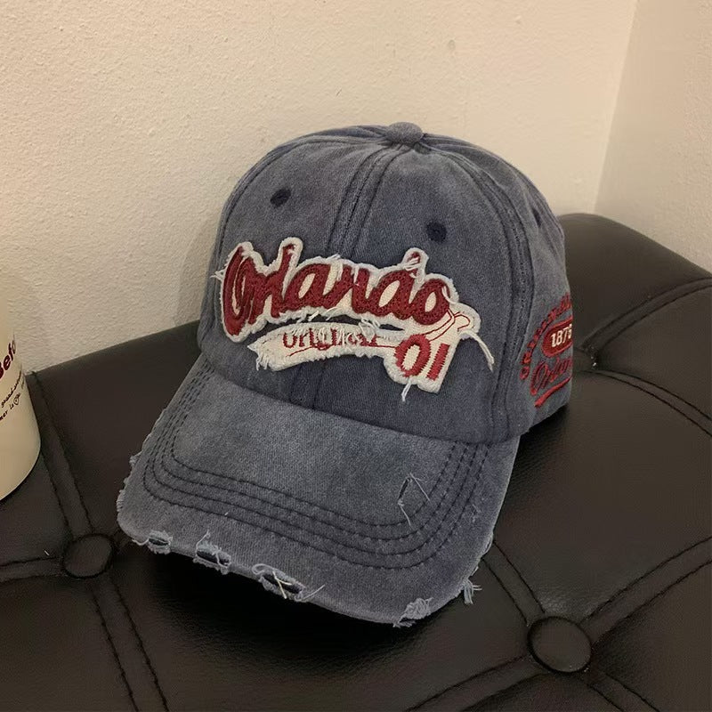 Unisex Distressed Vintage-Style Baseball Cap Bowlift