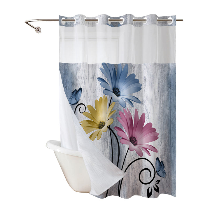 Floral Print Shower Curtain Bowlift